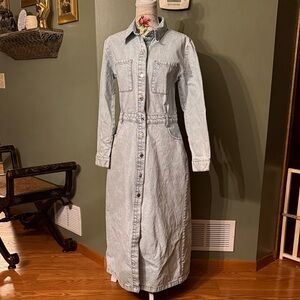 Zara Light Blue Long Sleeve Denim Dress